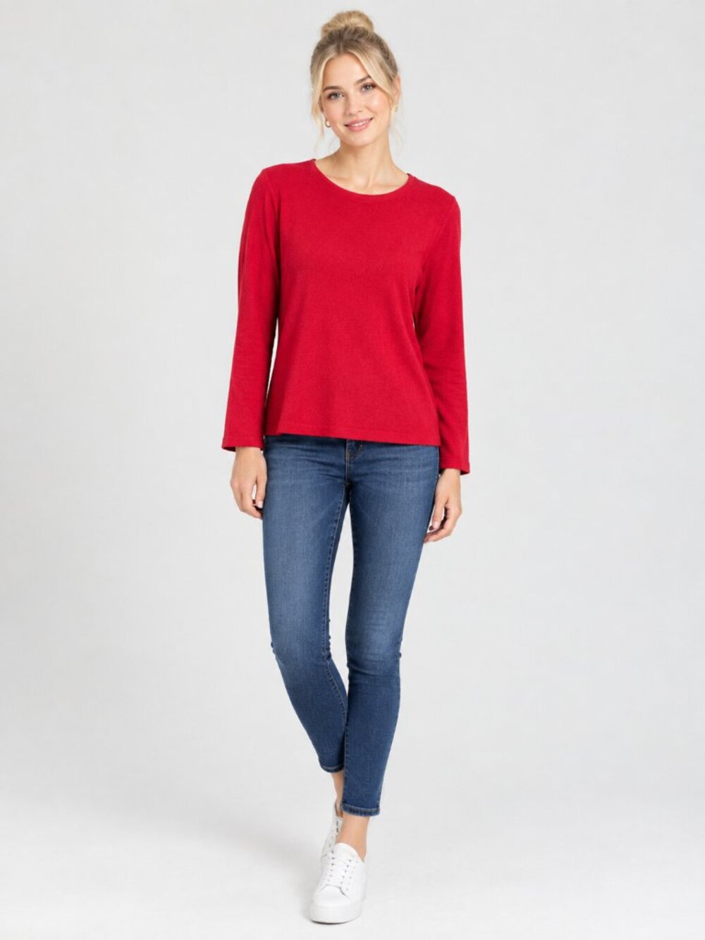 2/$30 Lands' End Crew Neck Pullover Sweatshirt Red 10- 12 #A4778